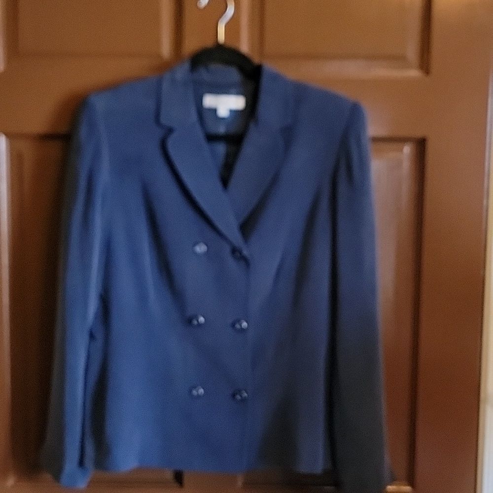 Dressbarn-Silk blue sueded double breasted Blazer Size 10 NWT.